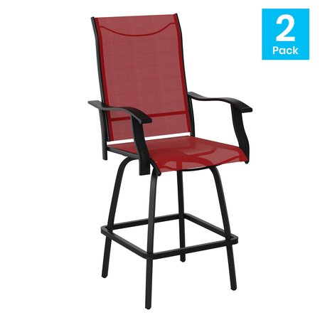 Flash Furniture Outdoor Stool - 30 inch Patio Bar Stool, Red, 2PK 2-ET-SWVLPTO-30-RD-GG